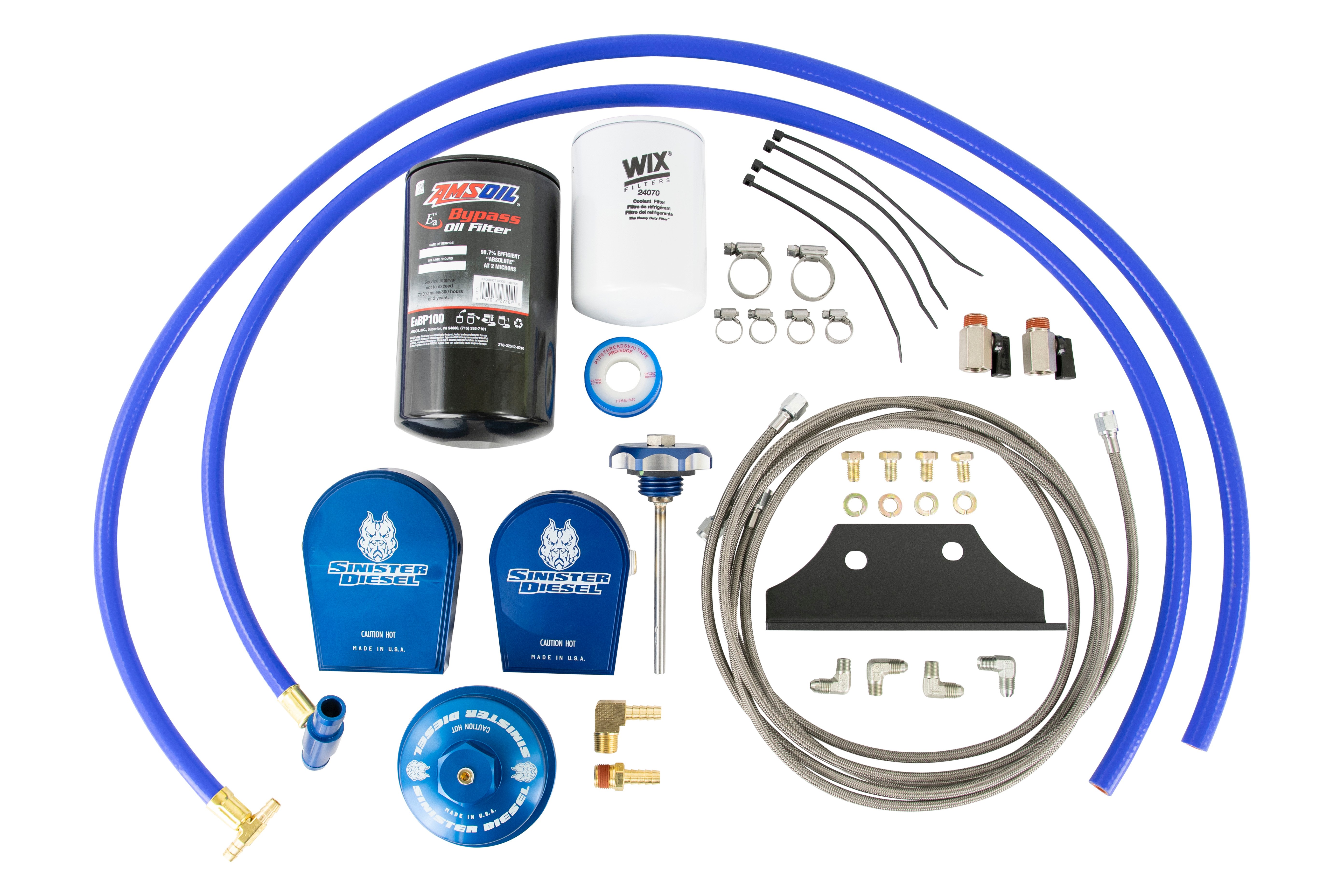 Sinister Diesel Bypass Oil Filter System with Coolant Filter For 2008-2010  Ford Powerstroke 6.4L