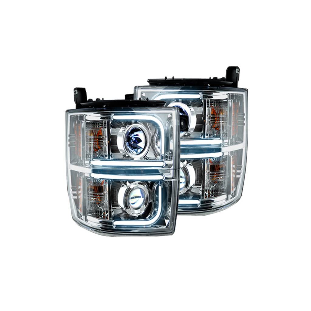 Recon Clear Chrome Projector Headlights for Chevrolet Silverado 2014-2015