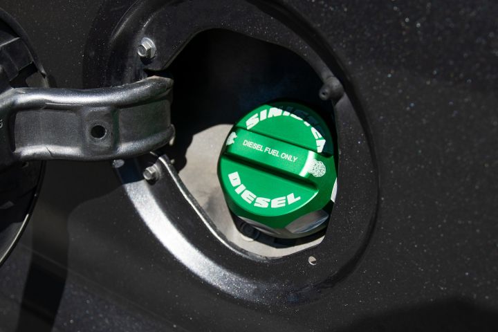 Image 3: Sinister Diesel Fuel Cap for 2008-2020 Ford Powerstroke (Green)