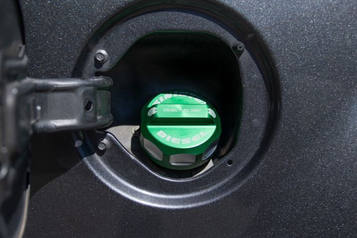 Image 8: Sinister Diesel Fuel Cap for 2008-2020 Ford Powerstroke (Green)