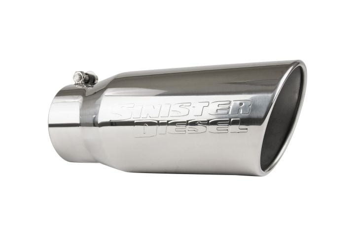 Image 4: Sinister Diesel Polished 304 Stainless Steel Exhaust Tip (4" to 5")