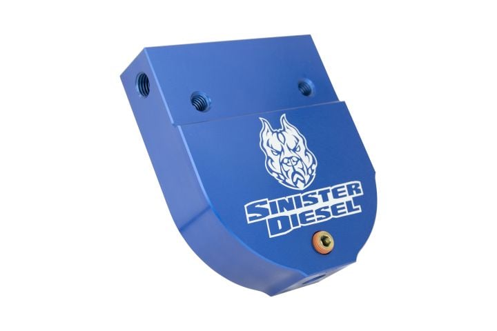 Image 6: Sinister Diesel CAT Fuel Filter Adapter for 2004.5-2007 Dodge Cummins 5.9L