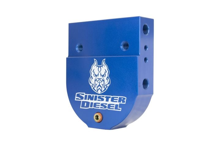 Image 9: Sinister Diesel CAT Fuel Filter Adapter for 2004.5-2007 Dodge Cummins 5.9L