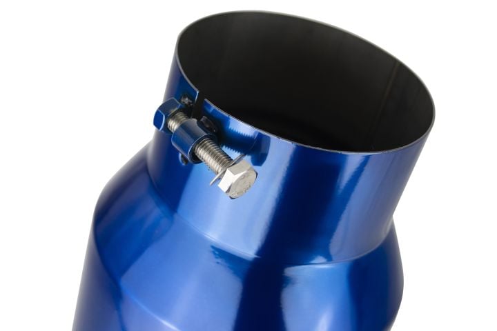 Image 6: Sinister Diesel Dual Wall Exhaust Tip W/ Angle Cut 5" to 8" Blue