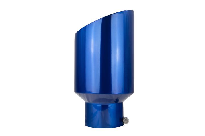 Image 7: Sinister Diesel Dual Wall Exhaust Tip W/ Angle Cut 5" to 8" Blue