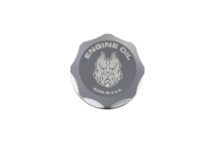 Image 1: Sinister Diesel Oil Fill Cap for 2011-2023 Ford Powerstroke 6.7L (Gray)
