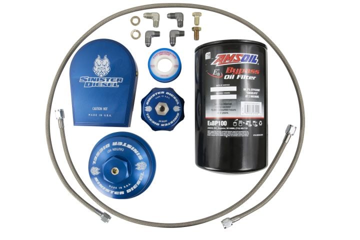 Image 1: Sinister Diesel Bypass Oil Filter System for 2003-2007 Ford Powerstroke 6.0L