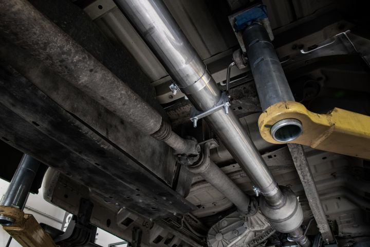 Image 6: Sinister Diesel 4 inch Stainless Steel CAT-Back Exhaust Kit for 2003-2007 Ford Powerstroke 6.0L