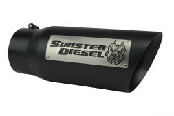 Sinister Diesel Dual Wall Exhaust Tip W/ Angle Cut 5" to 6" Black