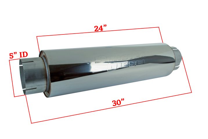 Image 2: Sinister Diesel 5" Inlet Universal Stainless Steel Muffler