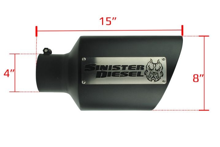 Image 2: Sinister Diesel Dual Wall Exhaust Tip W/ Angle Cut 4" to 8" Black