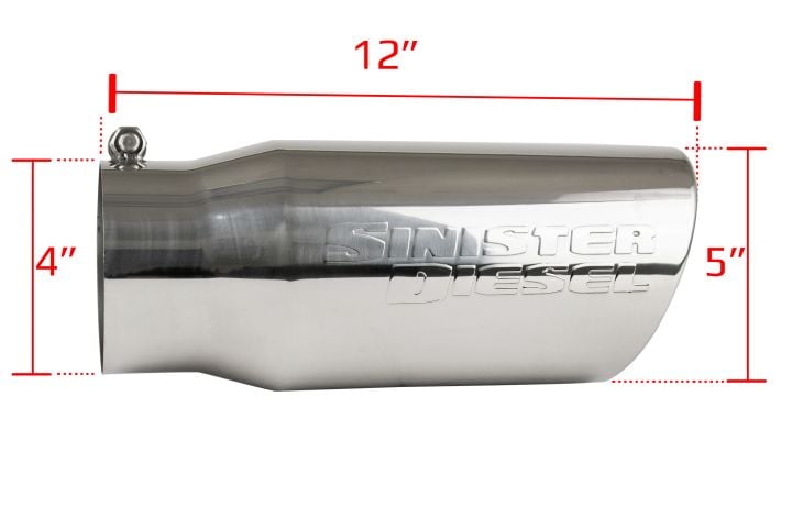 Image 2: Sinister Diesel Polished 304 Stainless Steel Exhaust Tip (4" to 5")