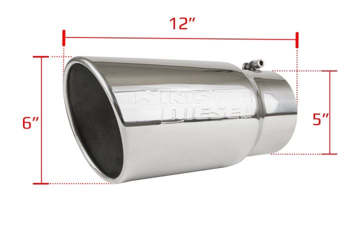 Image 2: Sinister Diesel Polished 304 Stainless Steel Exhaust Tip (5" to 6")