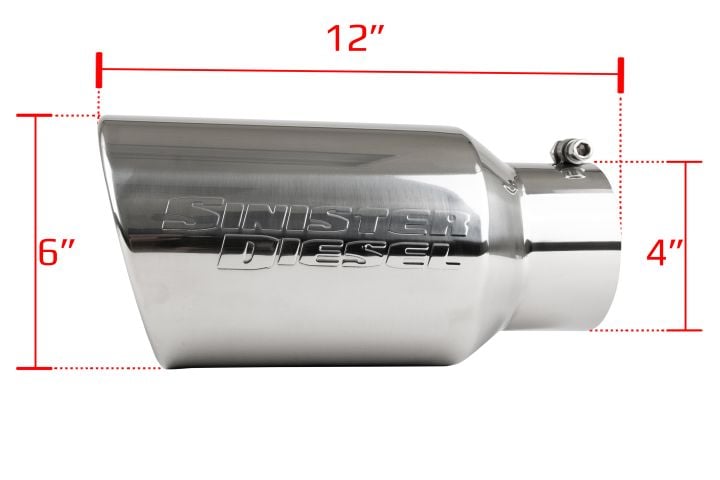 Image 2: Sinister Diesel Polished 304 Stainless Steel Exhaust Tip (4" to 6")