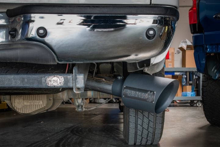 Image 4: Sinister Diesel Dual Wall Exhaust Tip W/ Angle Cut 4" to 8" Black