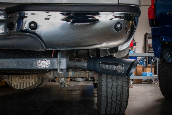 Image 3: Sinister Diesel Dual Wall Exhaust Tip W/ Angle Cut 4" to 5" Black
