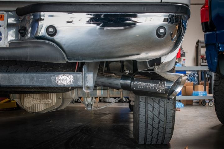 Image 3: Sinister Diesel Dual Wall Exhaust Tip W/ Angle Cut 4" to 6" Polished