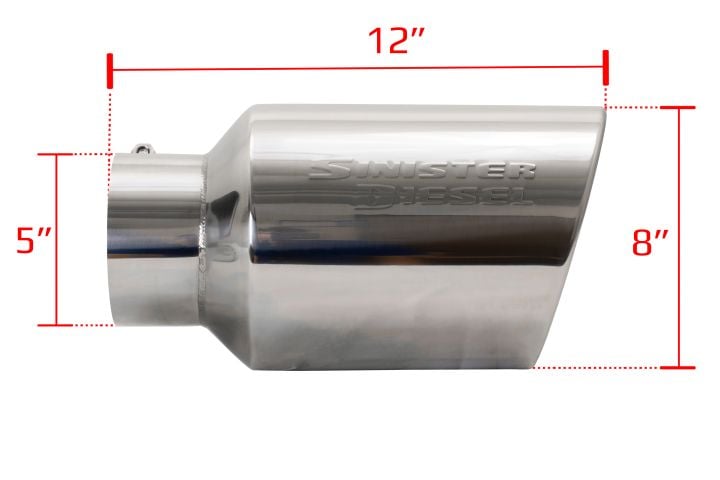Image 2: Sinister Diesel Polished 304 Stainless Steel Exhaust Tip (5" to 8")