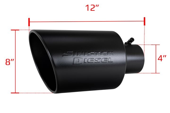 Image 2: Sinister Diesel Black Ceramic Coated Stainless Steel Exhaust Tip (4" to 8")
