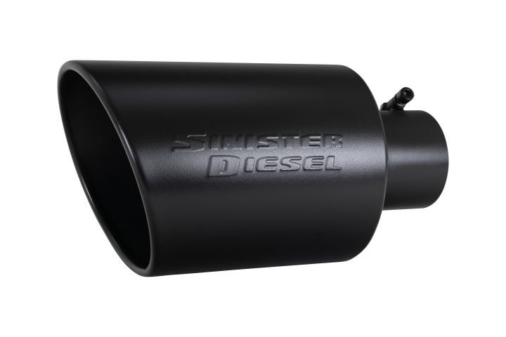 Image 1: Sinister Diesel Black Ceramic Coated Stainless Steel Exhaust Tip (4" to 8")
