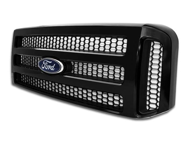Image 1: MKM Customs Modified 2007 Grille, for Ford Powerstroke 1999-2004 Superduty/Excursion (Primer Finish)