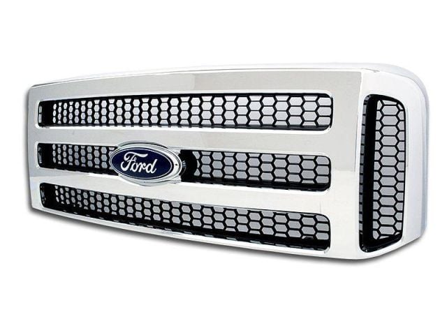 Image 4: MKM Customs Modified 2007 Grille, for Ford Powerstroke 1999-2004 Superduty/Excursion (Chrome)