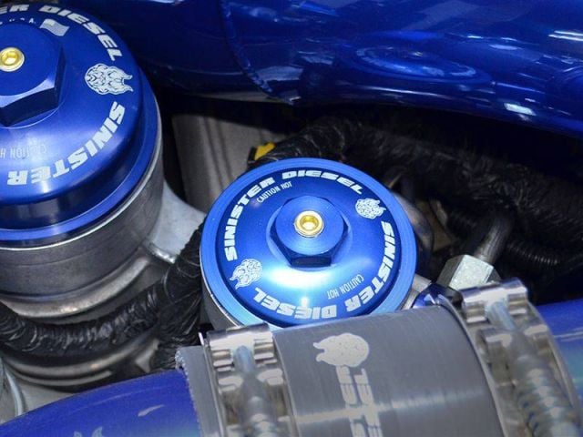 Image 3: Sinister Diesel Fuel Filter Cap for 2003-2007 Ford Powerstroke 6.0L