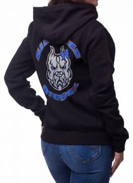 Sinister Diesel Girls Glitter Zip Up Hoodie W/ Dog Logo