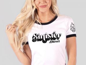 Sinister Diesel Women's T-Shirt in Black & White (Ringer)