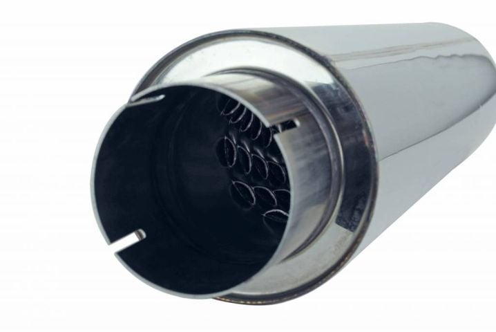 Image 5: Sinister Diesel 4" Inlet Universal Stainless Steel Muffler