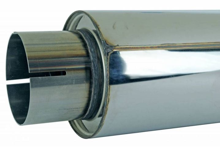 Image 3: Sinister Diesel 4" Inlet Universal Stainless Steel Muffler