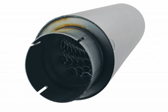 Image 3: Sinister Diesel 5" Inlet Universal Stainless Steel Muffler