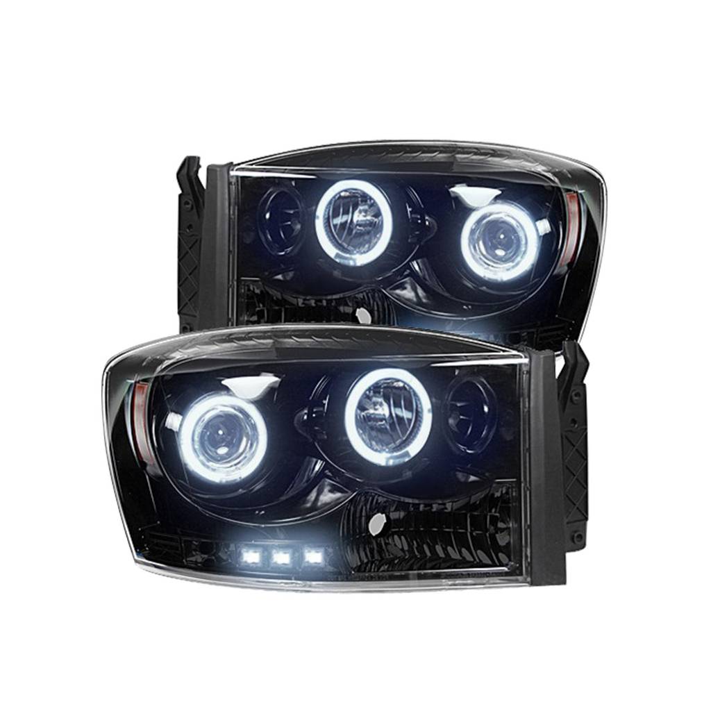 Recon Smoked Projector Headlights for Dodge Ram 2006-2008 1500