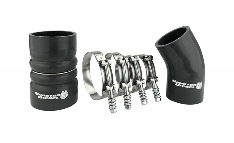 Image 1: Sinister Diesel Hot Side Intercooler Boot and Clamp Kit for 2003-2007 Ford Powerstroke 6.0L