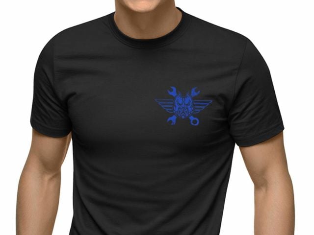 Image 2: Sinister Diesel T-Shirt (Black T-Shirt W/ Blue Wing Logo)