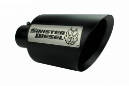Sinister Diesel Dual Wall Exhaust Tip W/ Angle Cut 4" to 8" Black