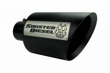 Sinister Diesel Dual Wall Exhaust Tip W/ Angle Cut 4" to 8" Black