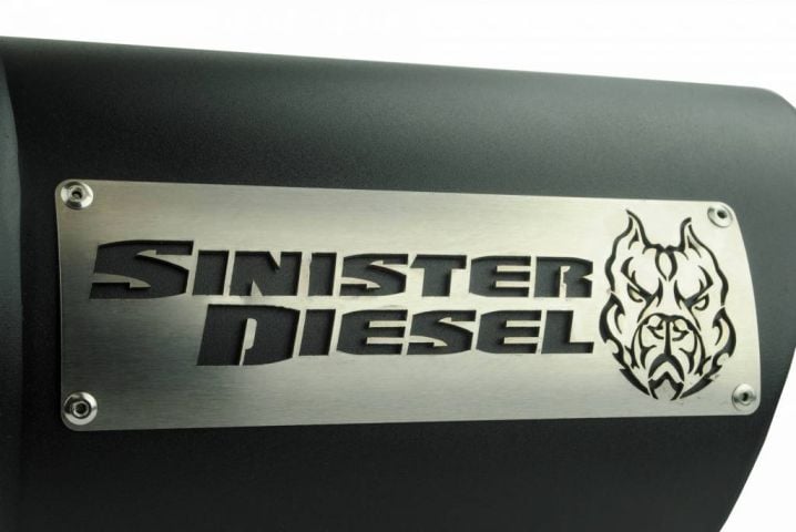 Image 5: Sinister Diesel Dual Wall Exhaust Tip W/ Angle Cut 4" to 8" Black
