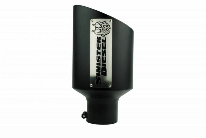 Image 7: Sinister Diesel Dual Wall Exhaust Tip W/ Angle Cut 4" to 8" Black