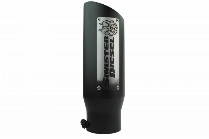 Image 6: Sinister Diesel Dual Wall Exhaust Tip W/ Angle Cut 4" to 5" Black
