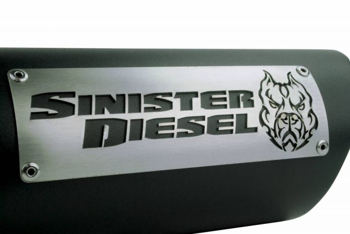 Image 5: Sinister Diesel Dual Wall Exhaust Tip W/ Angle Cut 4" to 5" Black