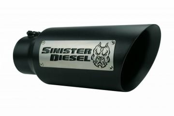 Sinister Diesel Dual Wall Exhaust Tip W/ Angle Cut 4" to 6" Black