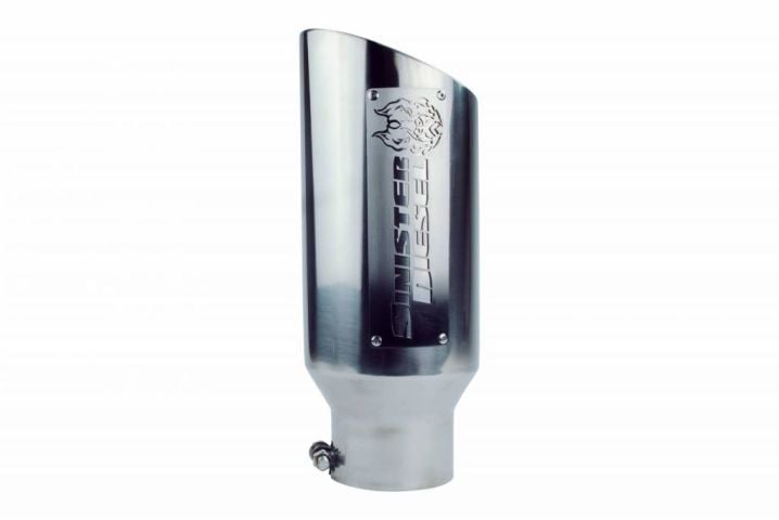 Image 6: Sinister Diesel Dual Wall Exhaust Tip W/ Angle Cut 4" to 6" Polished