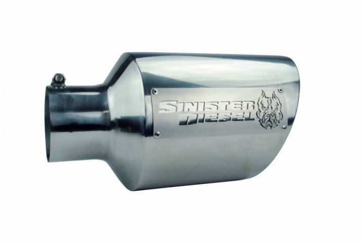 Image 5: Sinister Diesel Dual Wall Exhaust Tip W/ Angle Cut 4" to 8" Polished