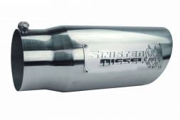 Sinister Diesel Dual Wall Exhaust Tip W/ Angle Cut 5" to 6" Polished