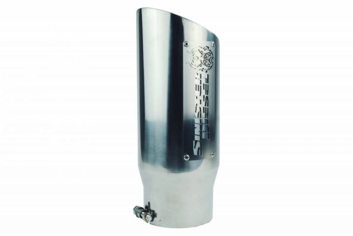 Image 4: Sinister Diesel Dual Wall Exhaust Tip W/ Angle Cut 5" to 6" Polished