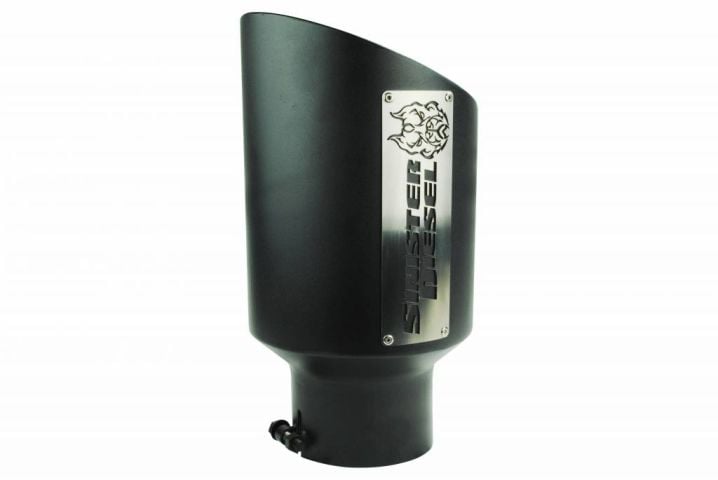 Image 4: Sinister Diesel Dual Wall Exhaust Tip W/ Angle Cut 5" to 8" Black