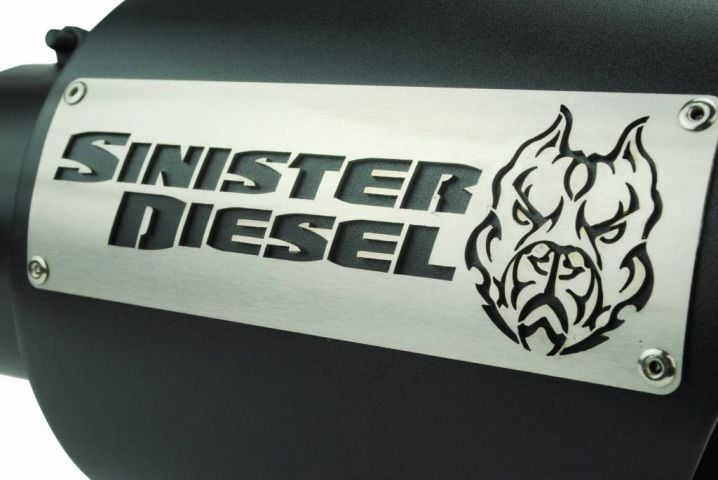 Image 5: Sinister Diesel Dual Wall Exhaust Tip W/ Angle Cut 5" to 8" Black